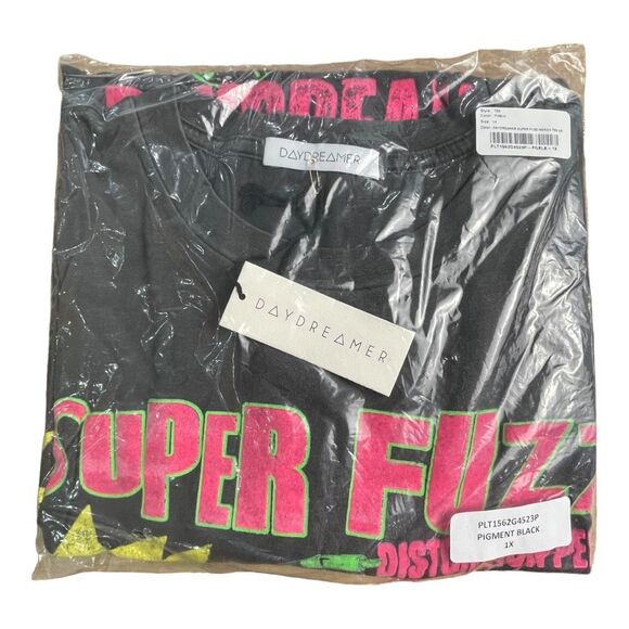 New! Daydreamer Women's Records Super Fuzz Merch Tee Black Size 1X & Medium NWT - Picture 7 of 14